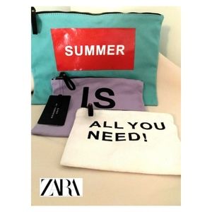 NWT ZARA Travel Cosmetic Set of 3 Zipper BAGS
